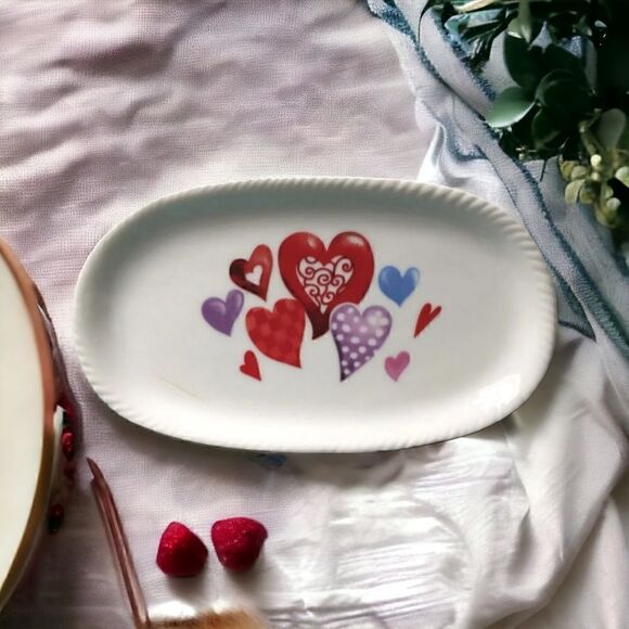 Heart Plate Trinket Dish Valentines Love Soap Dish Jewelry Catch All Tray Vtg - Picture 12 of 16